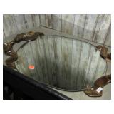 MIRROR TRAY W/ SILVERPLATE HANDLES