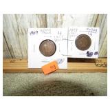2-- 1909 INDIAN HEAD PENNIES