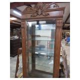 LIGHTED CURIO CABINET -- MISSING ONE GLASS DOOR