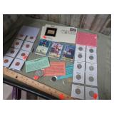 ASSORTMENT -- COIN, MADALLIONS, FOOTBALL CARDS &