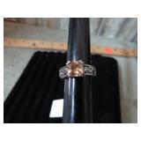 STERLING SILVER RING W/ STONE -- SZ 7 - 4.9g