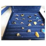 COSTUME JEWELRY -- RINGS & RING HOLDER