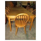 FARM TABLE W/ 2 LEAFS & 10 CHAIRS