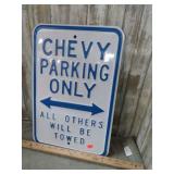 HEAVY PORCELAIN ENAMELED CHEVY PARKING SIGN