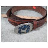 44" LEATHER BELT W/ DEER BUCKLE