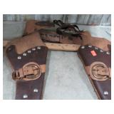 VINTAGE TOY LEATHER DOUBLE GUN HOLSTER RIG