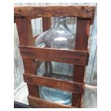VINTAE 5gal WATER JUG & WOOD CRATE