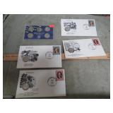 U.S. MINT FIRST DAY STAMP, COINS & STATE QUARTERS