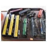 "H O" MODEL TRAIN ENGINES, CARS & "N" TRACK