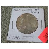 1986 LIBERTY HALF DOLLAR PROOF COIN