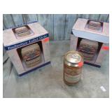 2-- BUDWEISER STEINS & GOLD BEER CAN