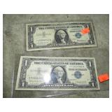 2-- $1 SILVER CERTIFICATES -- ONE IS STAR NOTE