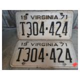 PAIR-- 1971 VIRGINIA LICENSE PLATES
