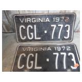 PAIR-- 1972 VIRGINIA LICENSE PLATES