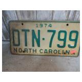 1974 NORTH CAROLINA LICENSE PLATE