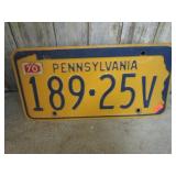 1970 PENNSYLVANIA LICENSE PLATE