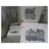 DEPT 56 SNOW VILLAGE COTTAGES, SLED & CARRIAGE