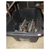 STORAGE TUB W/ ASSORTED SOCKETS & RAILS