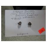STERLING SILVER EARRINGS W/ BLACK DIAMONDS 2.5g