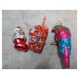 3-- BLOWN GLASS CHRISTMAS ORNAMENTS