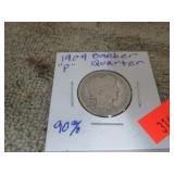 1909-P BARBER QUARTER