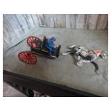 CAST IRON HORSE DRAWN WAGON -- MISSING PARTS