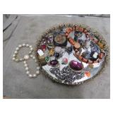 DRESSER TRAY & COSTUME JEWELRY