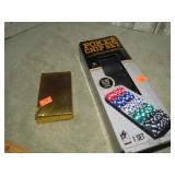 POKER CHIPS & GOLDEN PLAYING CARDS