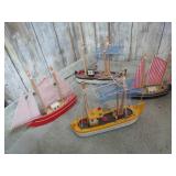 4-- WOODEN MODEL SAIL BOATS