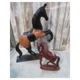 METAL & WOOD HORSE FIGURINES