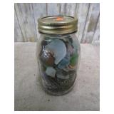 JAR-- MARBLE  & FOREIGN COINS