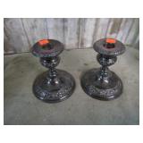 PAIR-- SILVERPLATE CANDLE HOLDERS