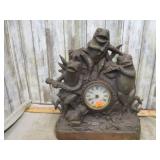VINTAGE WIND-UP CAST METAL BULLFROG CLOCK