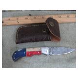 CUSTOM DAMASCUS LOCK BLADE KNIFE