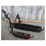 2-- CARVED IRON WOOD LAKE MALANI BOATS
