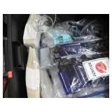 ASSORTED BOTTLES, BOXES, BEAKERS, ETC