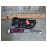 CUSTOM DAMASCUS BLADE POCKET KNIFE W/ SHEATH