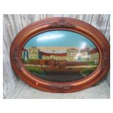 ANTIQUE BUBBLE GLASS REVERSE PAINTING