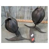 PAIR-- MCM METAL FLOWERS
