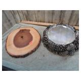PINECONE CANDLE STAND & WOODEN SLAB