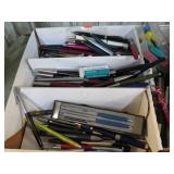 ASSORTED PENS & MECH. PENCILS, ETC