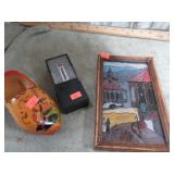 REVERSE PAINTING, WOODEN SHOR & SAFETY RAZOR