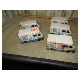 5-- TIN FRICTION DRIVE TOY ICE CREAM TRUCKS