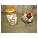JAR & GLASS W/ SEASHELLS