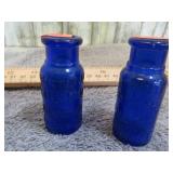 2-- COBALT BLUE MEDICINE BOTTLES