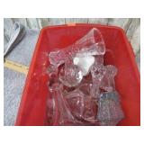 ASSORTED GLASS STOPPERS, BOTTLES, KNIFE RESTS ETC
