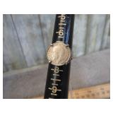 STERLING SILVER RING W/ 1920 3 PENCE COIN  -- 4.2g
