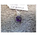 STERLING SILVER PENDANT W/ AMETHYST STONE -- 1.5g