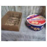 SAUCER, CUP HOLDERS & COOKIE TIN