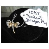 10 KT GOLD DRAGONFLY PENDANT 1.0g